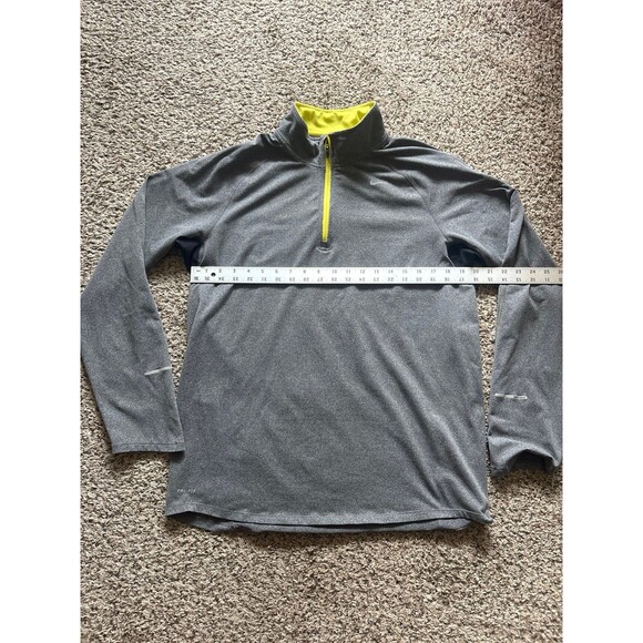 Nike Dri Fit Long Sleeve Sweatshirt Mens Large Running 1/4 Zip Gray Yellow Black - Picture 1 of 3